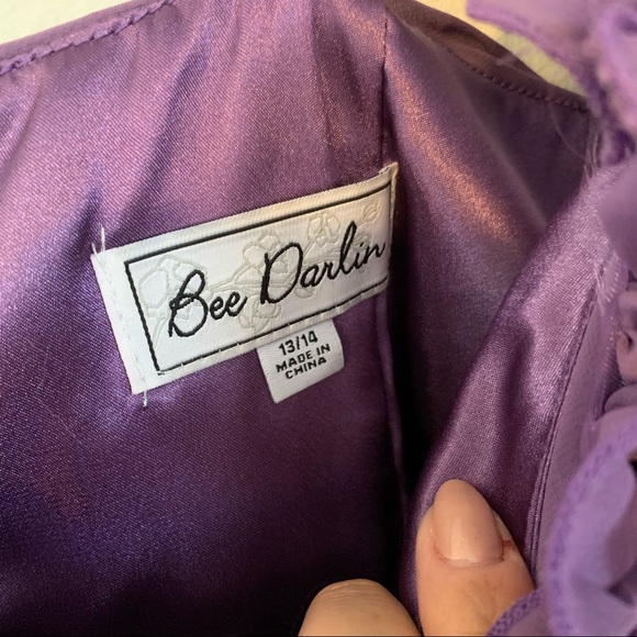 Purple ruffle mini prom dress 13/14 - Picture 3 of 5